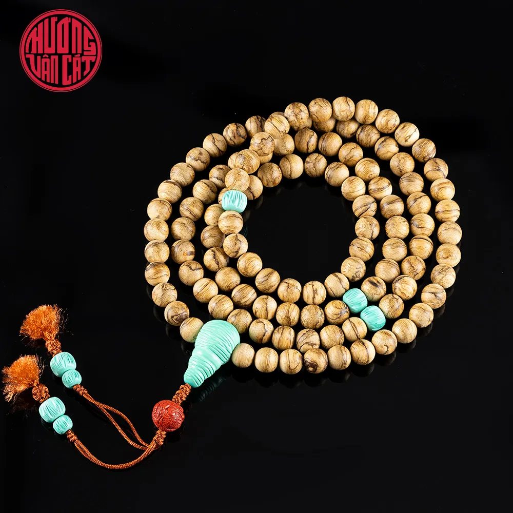 Vòng tay Trầm hương 108 hạt 8 li banh quầng Malay. 